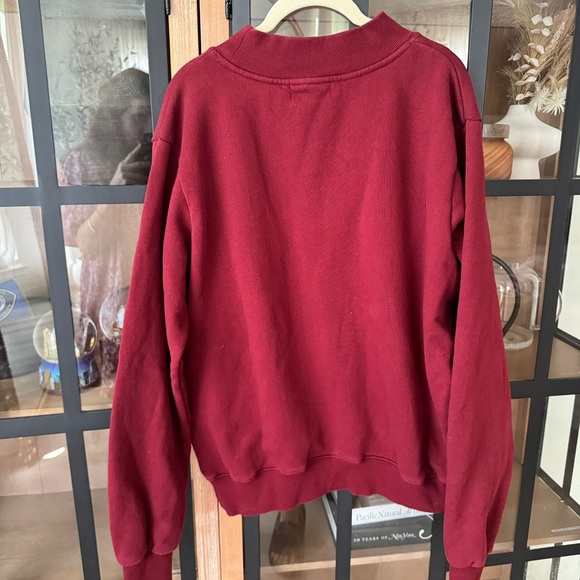 PARKE Mock Neck pullover sweatshirt varsity heritage fleece deep maroon patches - Picture 4 of 7